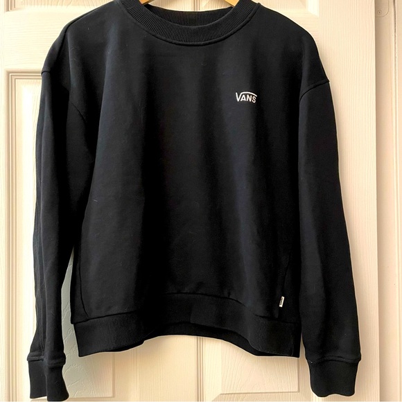 Vans Off The Wall Black Sweatshirt-Embroidered Rose Design Back- SMALL - Picture 1 of 10